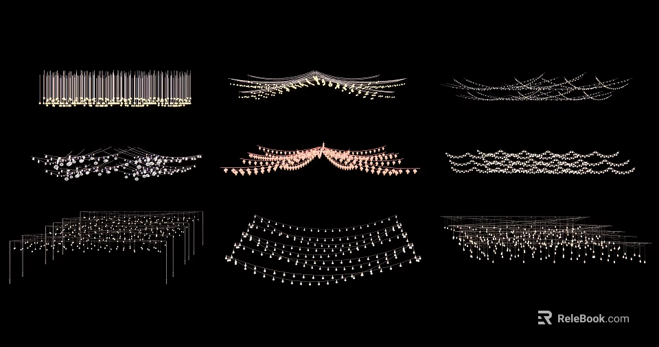 Hanging Decorative Lights With Various Patterns For Party And Home Decoration 3d model