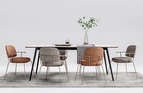 Modern Dining Table and Chair Combination 3d model