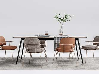 Modern Dining Table and Chair Combination 3d model