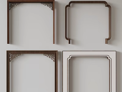 Wooden Decorative Frames With Chinese Traditional Carved Patterns And Different Designs 3d model