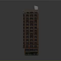 Red Brick Multi Storey Residential Building With Multiple Windows And Ground Floor Shops 3d model