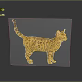 Leopard Spotted Cat Standing On Dark Background With Full Body View And Clear Reflection 3d model