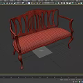 Two Seater Sofa With Wooden Frame Ornate Cut Out Back Curved Armrests And Light Cushion