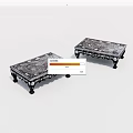 Two Decorative Coffee Tables With Intricate Patterns And Black Legs 3d model