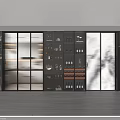 Modern Wine Cabinet With Glass Doors And Shelves For Wine Bottles And Decorative Items