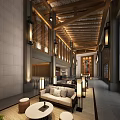 New Chinese Hall Hot Spring Center Reception Lobby 3d model