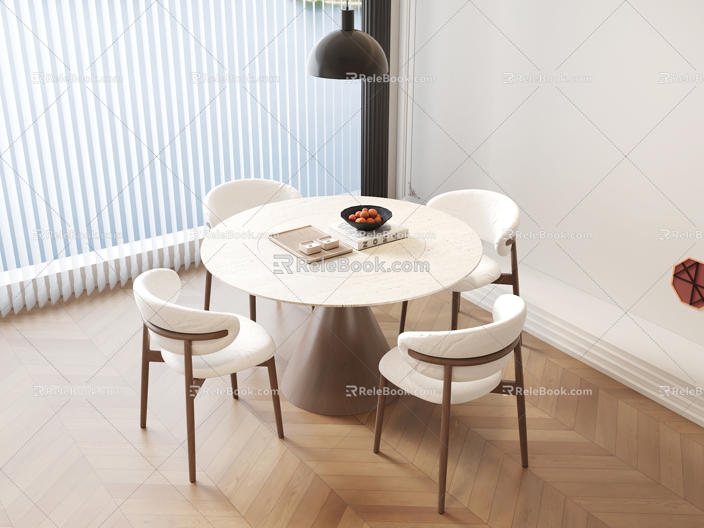 Dining Table Four Dining Table Nordic Style Dining Table Ancient Style Dining Table Round Dining Table 3d model