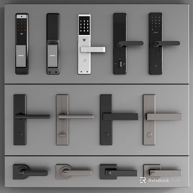 Various Modern Door Handles With Different Designs And Styles On 3d model 