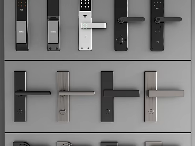 Various Modern Door Handles With Different Designs And Styles On 3d model