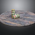 Circular Wooden Tray With Two Canned Drinks On Dark Background