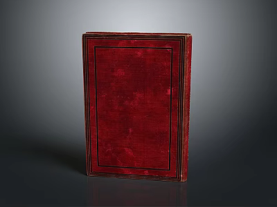 Red Hardcover Book With Classic Dark Border And Textured Cover On Reflective Surface 3d model