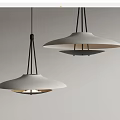 Two Modern Pendant Lights With White Shade And Black Metal Frame Design