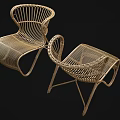 Modern Rattan Leisure Chairs With Woven Structure And Curved Frame Design