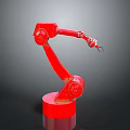 Red Industrial Robotic Arm Equipment With Mechanical Gripper And Stable Base