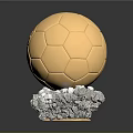 Golden Shiny Soccer Ball Decorative Piece with Crystal Base for Home Decoration