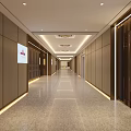 Modern Elevator Corridor with Smooth Floor Dark Walls Elevator Doors Both Sides and Ceiling Lighting 3d model