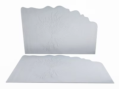 Light Gray Shaped Carpet With Tree Pattern And Wavy Edges For Modern Home Decor 3d model