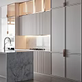Modern Commercial Kitchen Interior With Marble Island Countertop And Stainless Steel Cabinets Appliances