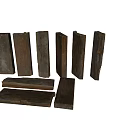Solid Wooden Blocks With Natural Stone Texture In Various Shapes And Sizes 3d model