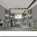 Elegant Modern Private Dining Room With Round Table Marble Countertop Chairs Chandelier And Decorative Painting