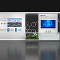 Event Display Wall With Infographics City Images Screen And Green Plants