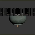 Industrial Mechanical Equipment Featuring Circular Design Metal Spokes And Central Green Component