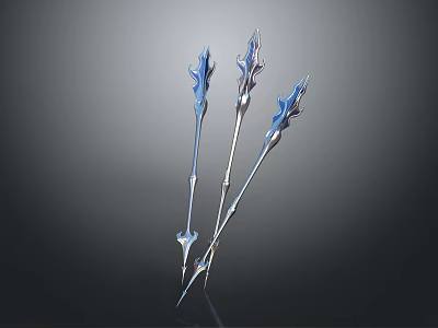 Blue And Silver Decorative Arrows With Intricate Design And Metallic Finish 3d model