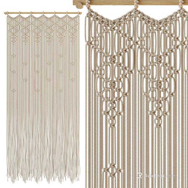 Delicate Metal Wall Decor With Striped And Interlaced Knot Chain Patterns For Home Interior 3d model 