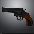 Black Revolver With Red Grip And Sleek Body Design For Weapon Collection