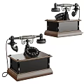 Vintage Rotary Dial Phones With Classic Design And Wooden Base