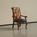 Classic Upholstered Armchair Featuring Floral Pattern Backrest Leather Cushion And Wooden Legs