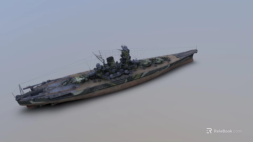 Detailed Warship Structure With Deck Armaments Command Bridge And Hull Design 3d model