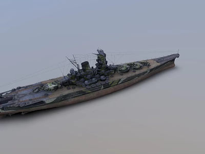 Detailed Warship Structure With Deck Armaments Command Bridge And Hull Design 3d model