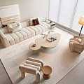 Quiet Sofa Coffee Table Combination Cream Sofa Coffee Table Combination 3d model