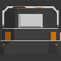 Modern Tech Component With Gray Main Body Top Orange Openings And Middle White Stripe