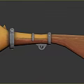 Vintage 3D Rendered Weapon with Wooden Stock and Golden Barrel Metal Parts