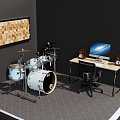 Drum room practice drum room acoustic diffuser drum set multimedia computer 3d model