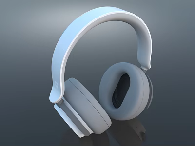 Modern White Over Ear Headphones With Sleek Design And Comfortable Ear Cushions 3d model