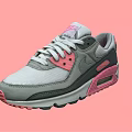Stylish Gray Pink White Sneakers Featuring Air Cushion Sole And Classic Design Details