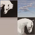 Modern Wall Decor With Black And White Horse Paintings For Home Interior