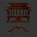 Vintage Red Accent Chair With Carved Armrests And Velvet Seat On Wheeled Base