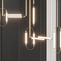 Modern Elegant Pendant Lights Design With Circular And Linear Metal Lighting Structures 3d model