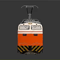 Red And White Electrical Locomotive With Classic Design Front Detail And Reflective Surface
