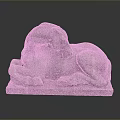 Artistic Reclining Stone Horse Sculpture With Intricate Texture And Solid Base