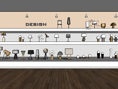 Various Stylish Table Lamps With Creative Modern Designs On 3d model