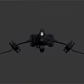 Blue Sci-Fi Spaceship With Sleek Design Futuristic Wings And Orange Cockpit Accents