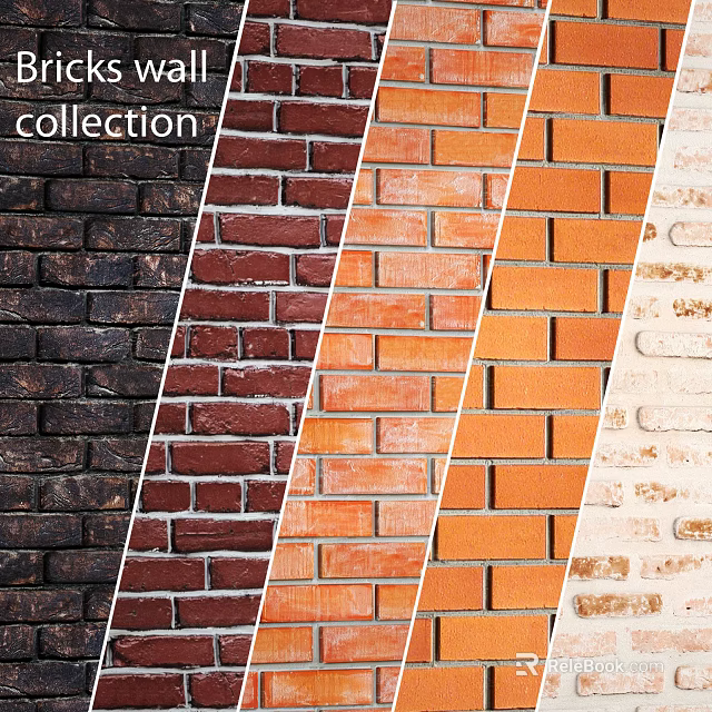 Building Exterior Wall Design With Various Brick Colors And Textures Collection 3d model 