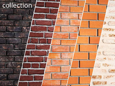 Building Exterior Wall Design With Various Brick Colors And Textures Collection 3d model