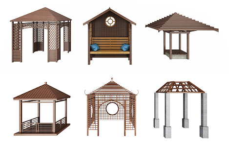 Chinese pavilion combination 3d model