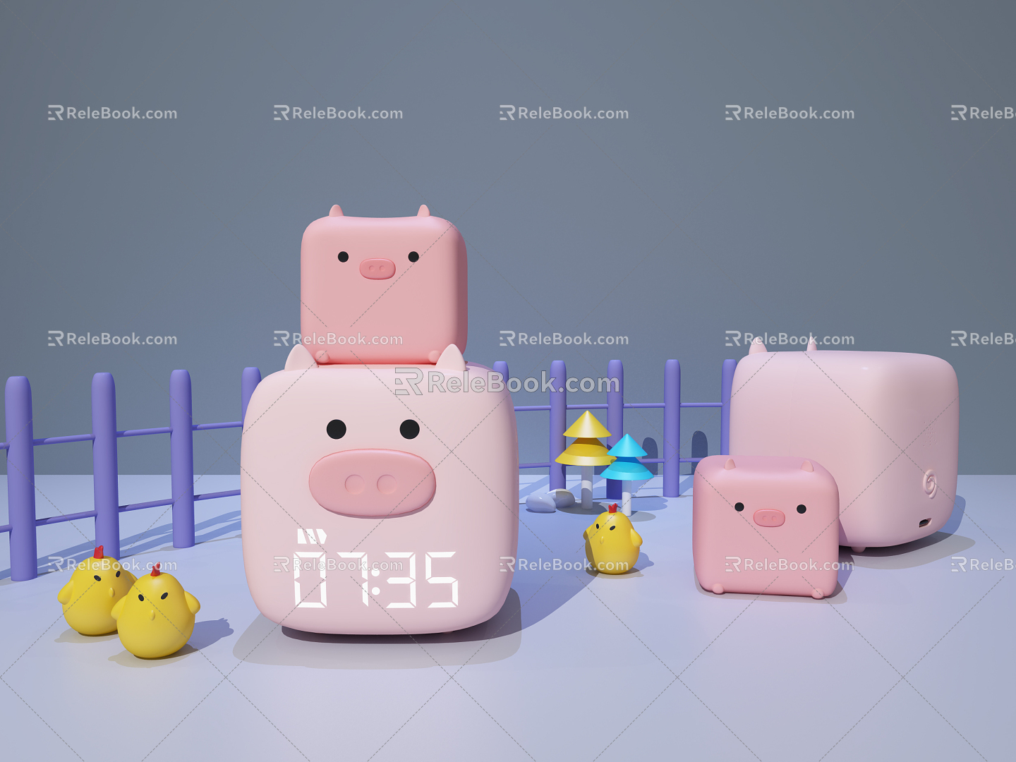 Modern alarm clock alarm clock luminous alarm home decoration gift 3d model